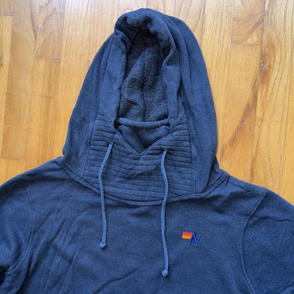 Aviator Nation Hoodie XL Navy Blue Funnel Neck Fleece Sweatshirt Zip Pocket - Picture 2 of 10